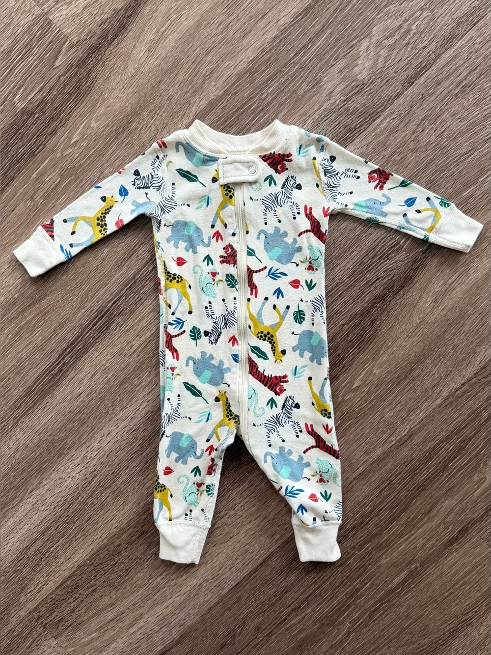 Organic Cotton 3-6 months Hanna Andersson animals safari One-Piece PJs zipper